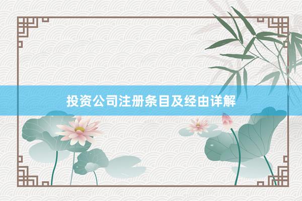 投资公司注册条目及经由详解
